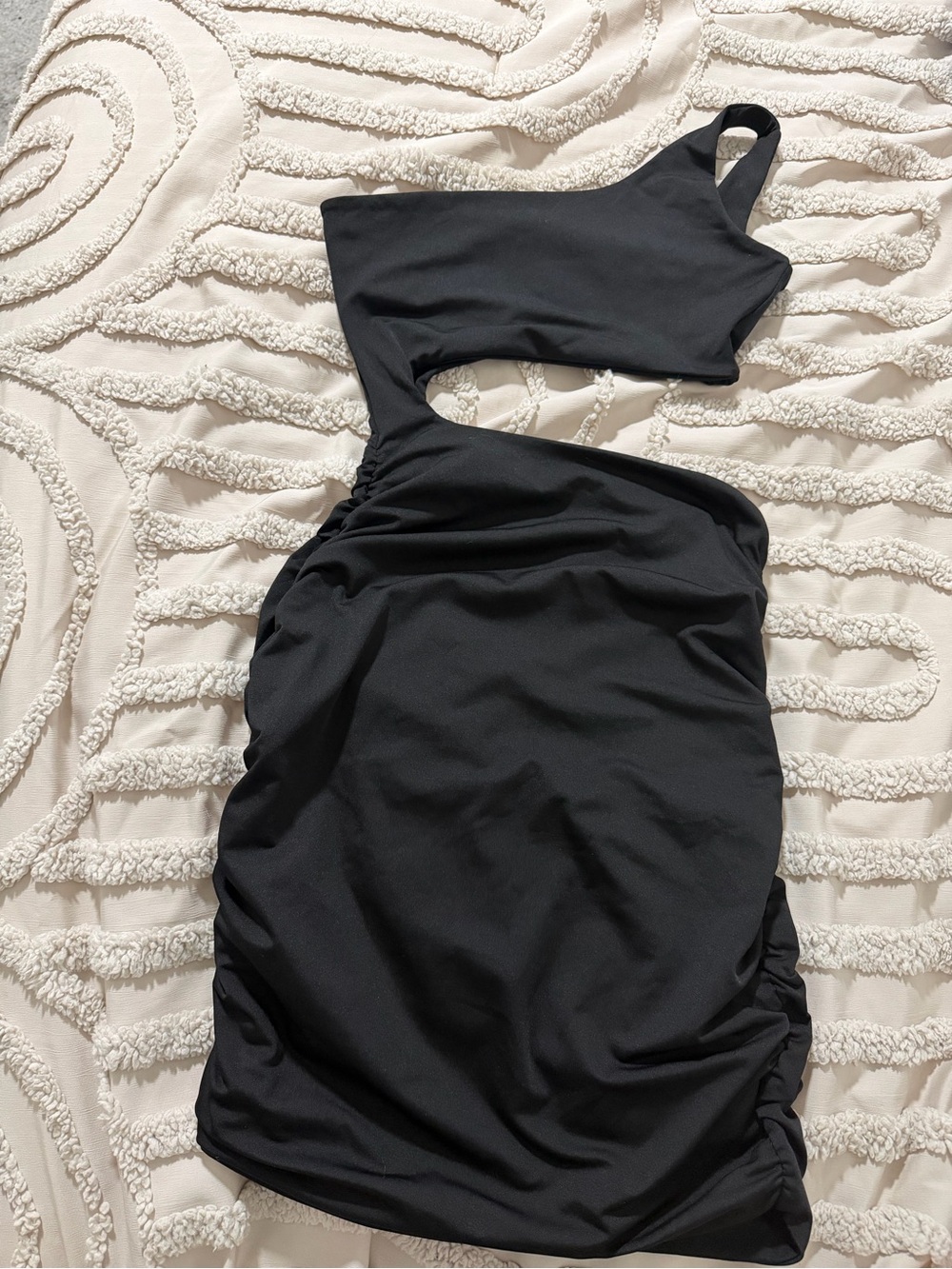 Black One-Shoulder Cutout Dress